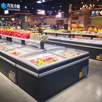 Fridges de la isla de refrigeración de supermercados y congeladores profundos